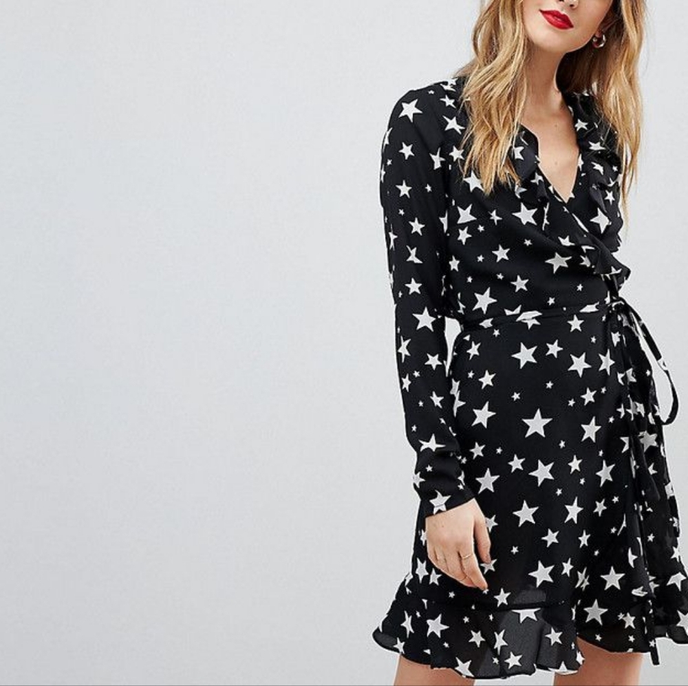 Asos Ruffle Star Patterned Dress - Picture 1 of 4